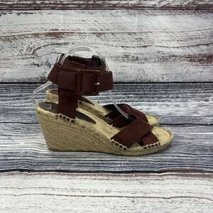 Vince Stefania Suede Nut Brown Espadrille Wedges Sandals, Women’s Size 9